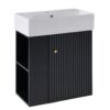 Modern Floating Bathroom Vanity With Ceramic Basin, Perfect For Small Bathrooms, Left Side Storage - Black - Image 14