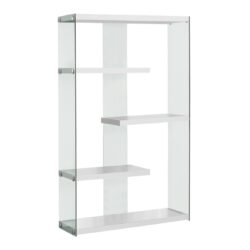 Bookshelf, Bookcase, Etagere, 5 Tier, Office, Glossy Contemporary & Modern - White