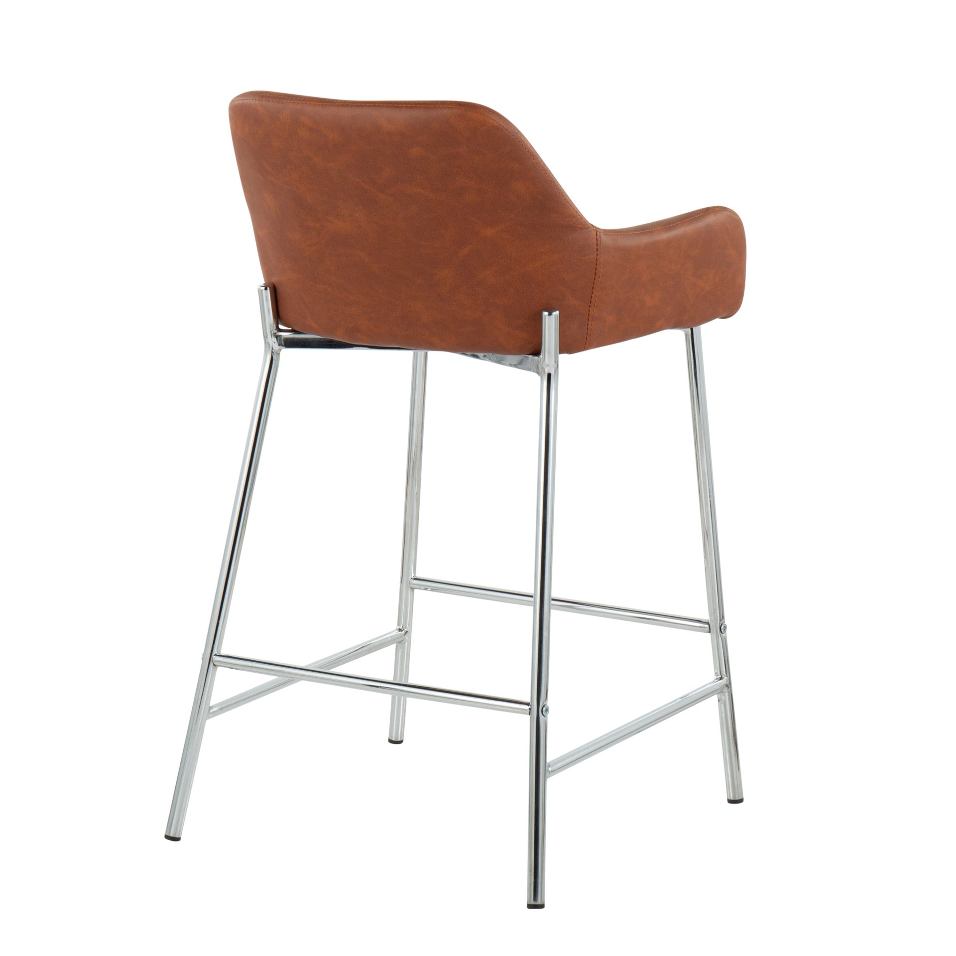 Daniella - Contemporary Fixed Height Counter Stool (Set of 2) - Chrome / Camel - Image 4
