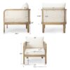 Outdoor Acacia Wood Patio Club Chair, Textilene Patio Furniture, Waterproof Thick Cushion Deep Seating For Porch, Garden, Backyard, Balcony, Weight Capacity 400Lbs, Light Teak - Beige - Image 3