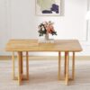 Style Dining Table With Imitation Rattan Texture For Dining Room Living Room Office - Wood - Image 4