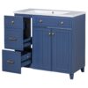 Bathroom Vanity, Transitional Style Bathroom Cabinet With Resin Sink, Single Bathroom Cabinet, With 2 Drawers And 1 Adjustable Storage Shelf, 2 Soft-Close Doors - Navy Blue - Image 11