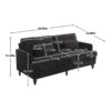 Mid Century Modern Chenille Fabric Loveseat Sofa With Brown Wood Feet, 2 Seat Upholstered Couch For Living Room Or Bedroom - Black - Image 3