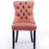 Nikki - Modern, High-End Tufted Solid Wood Contemporary Velvet Upholstered Dining Chair With Wood Legs Nailhead Trim (Set of 2) - Pink - Image 3