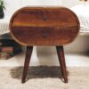 Large Circular Bedside Table - Brown - Image 10