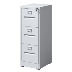 Premium Metal Vertical 3 Drawer File Cabinet With Lock For A4 Legal / Letter Size Documents, Steel - Gunmetal Black