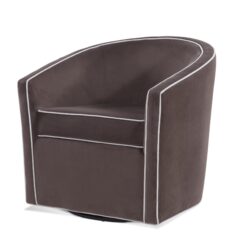 Kendall - Swivel Chair With Barrel Back Design In Luxurious Velvet - Brown