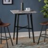 Modern Bar Height Dining Table, Rubberwood Legs And Laminate Table Top, Paladina Marble - Black - Image 5