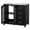 Bathroom Vanity With Two Soft Close Doors, Adjustable Shelves And Three Drawers - Black - Image 15