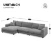 Oversized Corduroy Sectional Sofa, L Shaped Cloud Couch With USB Charging Port, Cup Holder, Deep Seat Sofa Bed With Chaise, Comfy Indoor Furniture - Gray - Image 24