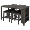 5 Pieces Counter Height Rustic Farmhouse Dining Room Wooden Bar Table Set With 2 Stools And 2 Chairs - Gray - Image 13