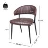 Modern Curved Back Upholstered Dining Chair Set With Metal Legs (Set of 2) - Brown / Black - Image 3