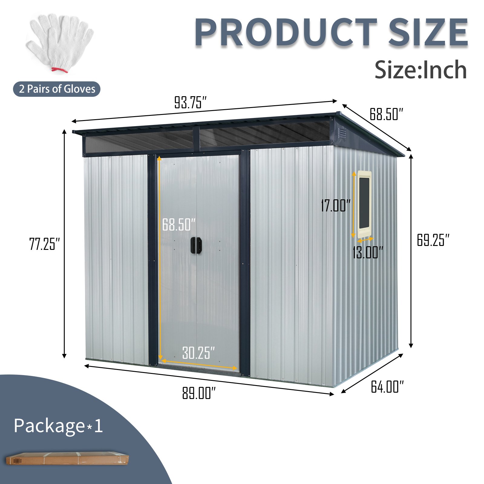 8 Ft X 6 Ft Outdoor Metal Storage Shed With Window And Transparent Plate For Garden, Lawn - White / Black - Image 4
