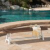 Tranquilizer - Outdoor Acacia Wood Bench With Slat Panel Design - Dark Brown / White - Image 6