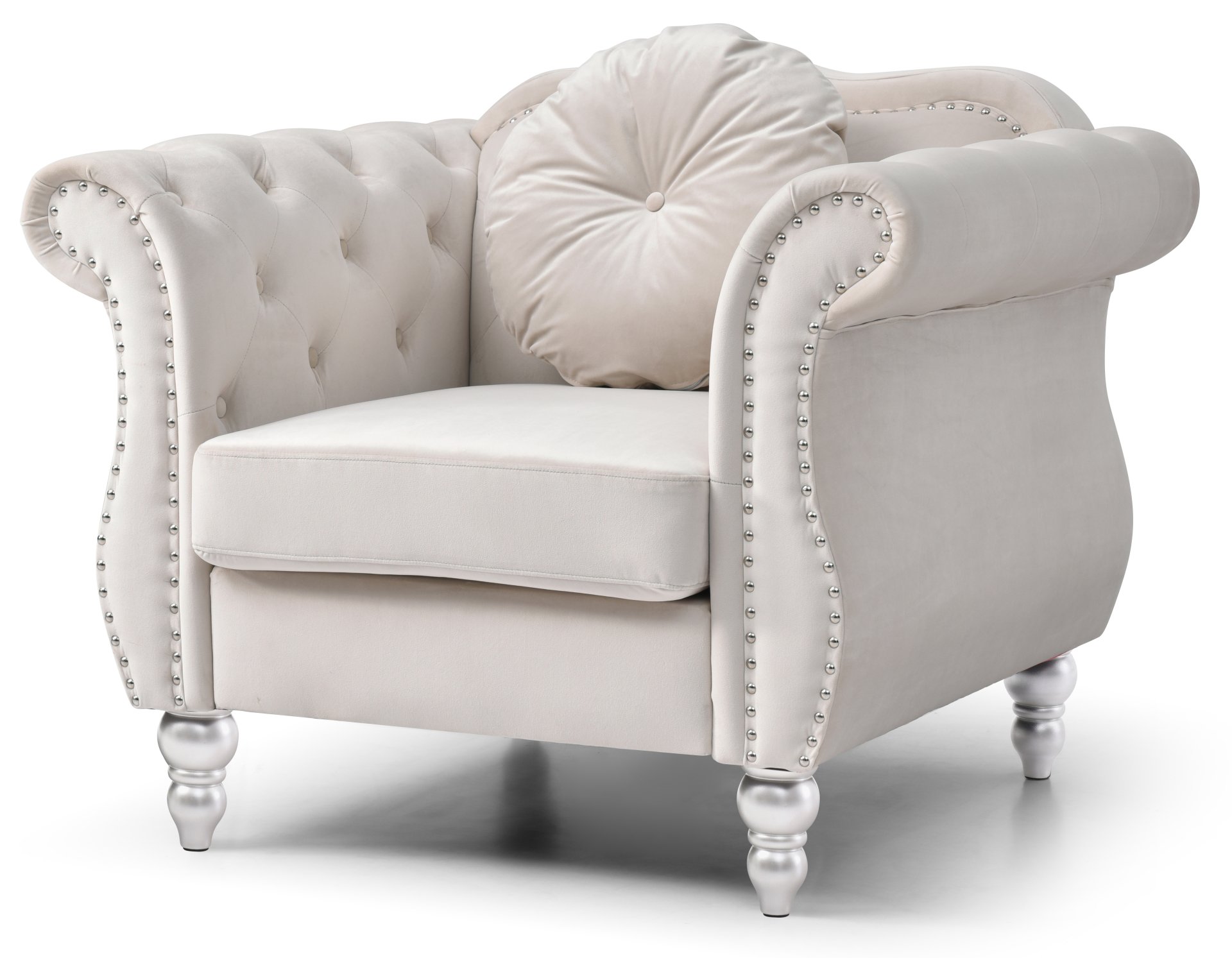 Elegant Transitional Flared Armchair - Ivory - Image 4
