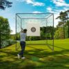 Golf Practice Net Cage With Metal Frame Hitting Net Kit Indoor Outdoor - Black - Image 2