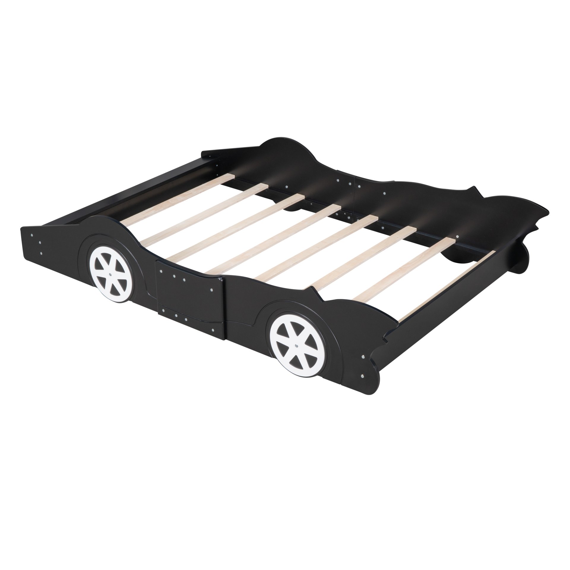 Full Size Race Car Shaped Platform Bed & Wheels - Black - Image 7