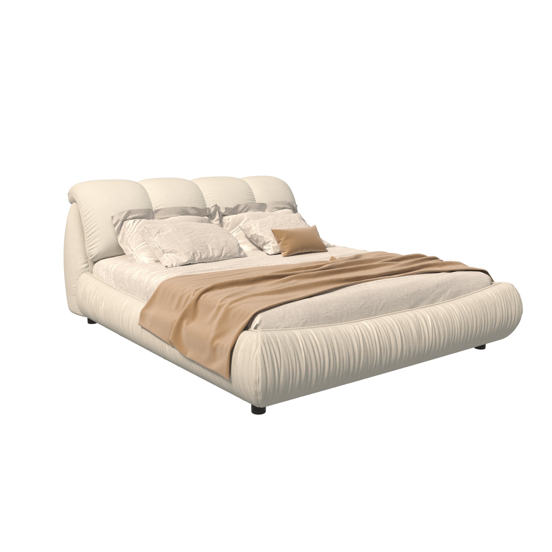 Queen Size Luxury Upholstered Platform Bed With Oversized Padded Backrest And Solid Wood Frame, Suitable For Multiple Heights Of Mattresses - Beige - Image 10