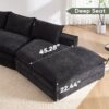Modern Minimalist Modular Sectional Sofa With Deep Seats And Right Facing Chaise Upholstered Fabric - Black - Image 4