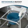 Homcom - Shower Commode Wheelchair, Padded Seat, 330 Lbs - White - Image 4