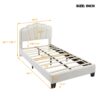Twin Size Upholstered Flower-Shape Bed, Elegant Flowers Headboard With LED Light Strip, Sherpa Fabric Platform Bed With Slats Support - White - Image 12