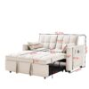 Modern Velvet Loveseat Futon Sofa Couch With Pullout Bedy Convertible Sleeper Sofa - Creamy White - Image 3