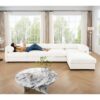 Modular Sectional Sofa With Storage, Cylindrical Support Chenille 4 Seat L Shaped Design - White - Image 2