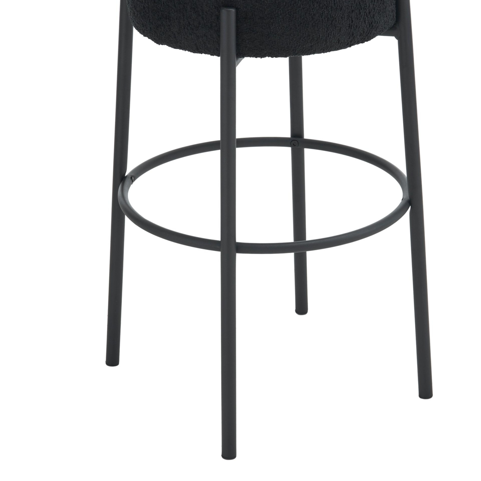 Round High Bar Stools (Set of 2), Contemporary Upholstered Dining Stools For Kitchens, Coffee Shops And Bar Stores - Black - Image 12