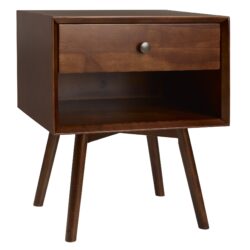 Mid Century Modern Single Drawer Nightstand - Walnut