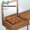 Classic Wood Makeup Vanity Set With Flip-Top Mirror And Stool, Dressing Table With Three Drawers And Storage Space - Brown - Image 13