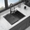 28 X 22" Drop In Kitchen Sink With 16 Gauge Stainless Steel And Deep Single Bowl - Gunmetal Black - Image 4