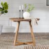 Contemporary Solid Wood Slat Top Round Patio Dining Table - Black Wash - Image 5