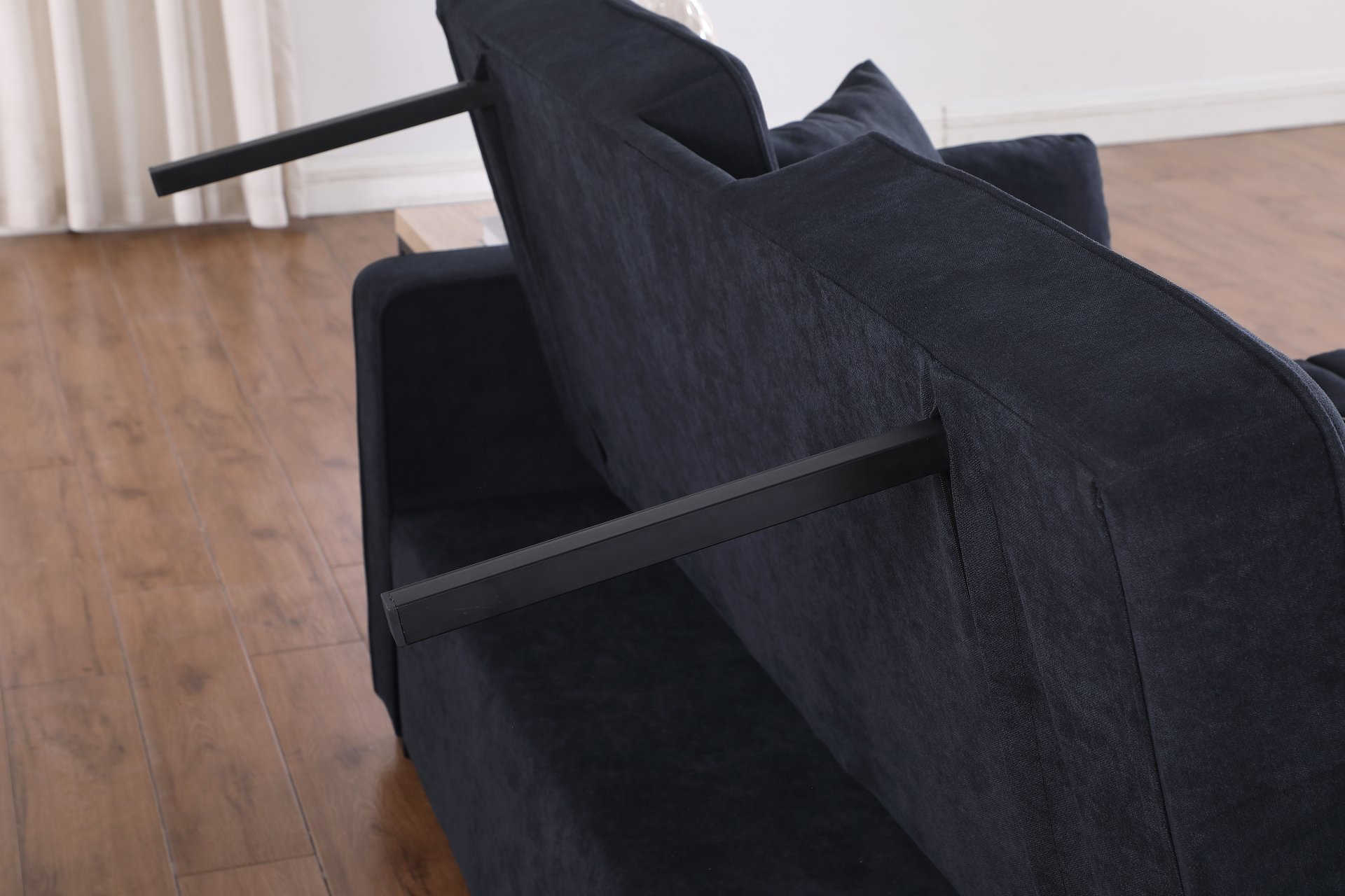 Cody II - Woven Fabric Convertible Sleeper Loveseat With Cup Holder, Charging Ports, Side Pocket, and Pocket Coil Seating - Dark Gray - Image 12