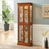 Curio Cabinet Lighted Curio Diapaly Cabinet With Adjustable Shelves And Mirrored Back Panel, Tempered Glass Doors (6 Tier), (E26 Light Bulb Not Included) - Walnut - Image 5
