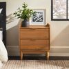 Mid-Century Modern 2 Drawer Nightstand Caramel - Caramel - Image 5