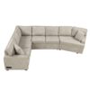 L-Shaped Sofa Sectional Sofa Couch Pull-Out Sofa Bed With Charging Devices And Cup Holders For Living Room - Beige - Image 11