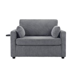 Twin Size Sofa Bed Sleeper Sofa Loveseat Sofa With Foldable Mattress, USB Ports, Side Table & Storage Pocket - Gray