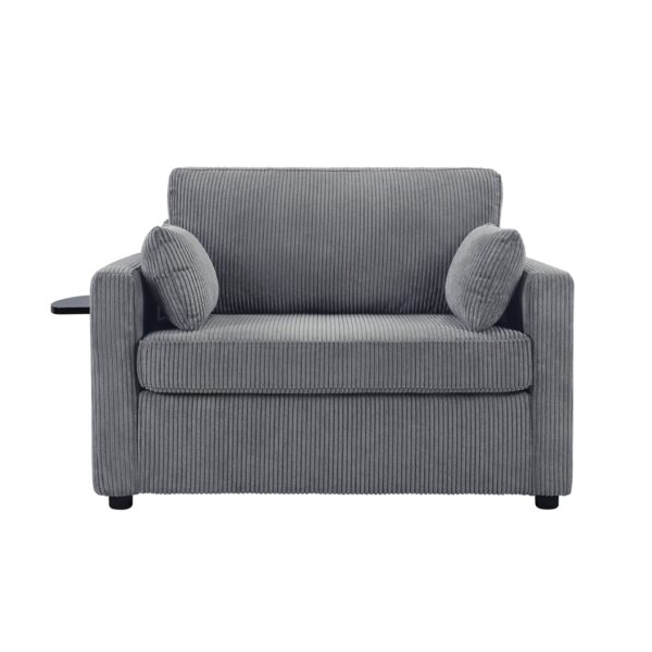 Twin Size Sofa Bed Sleeper Sofa Loveseat Sofa With Foldable Mattress, USB Ports, Side Table & Storage Pocket - Gray