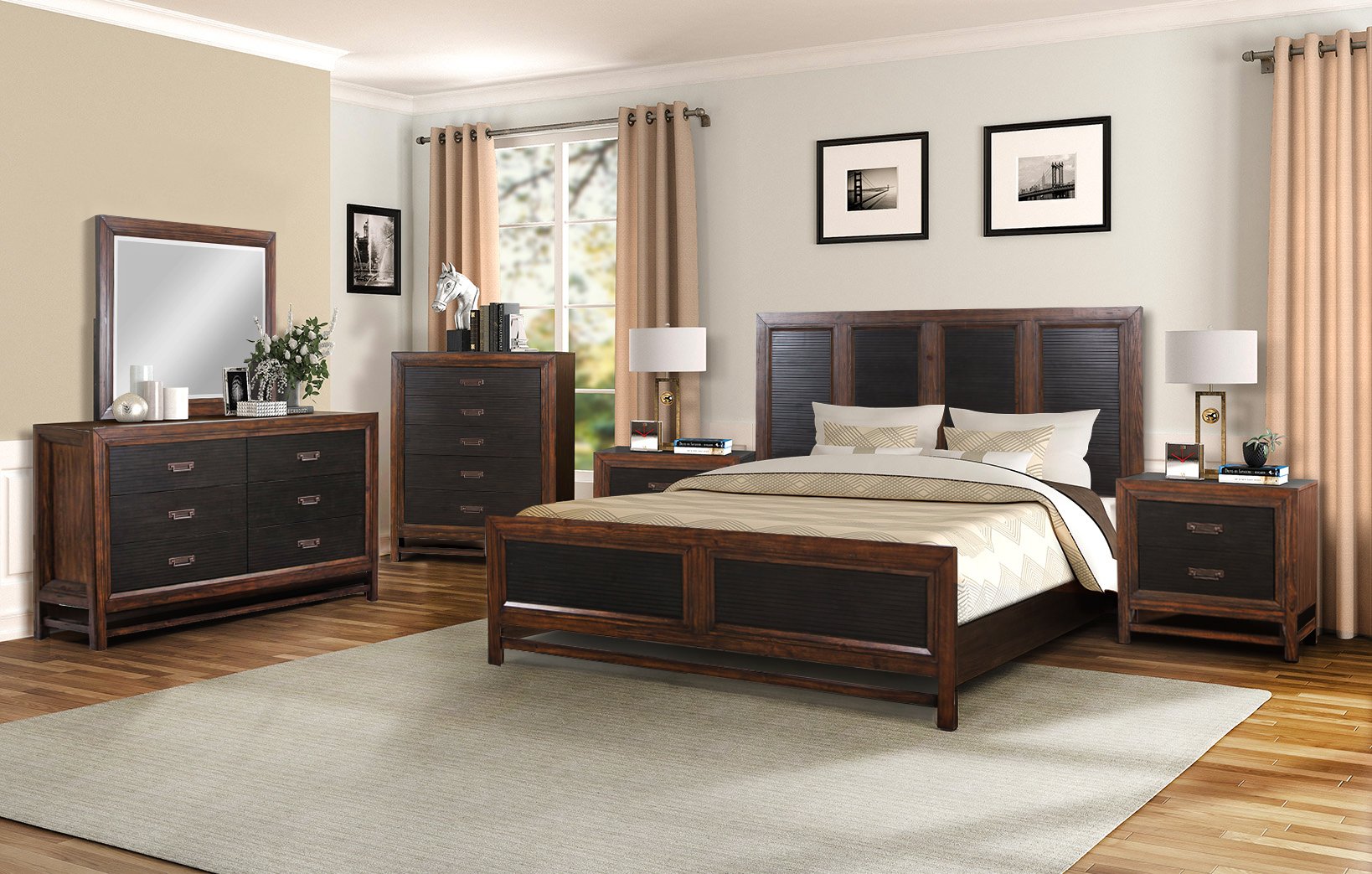 Branson - King Size Panel Bed, Two Tone - Brown - Image 6