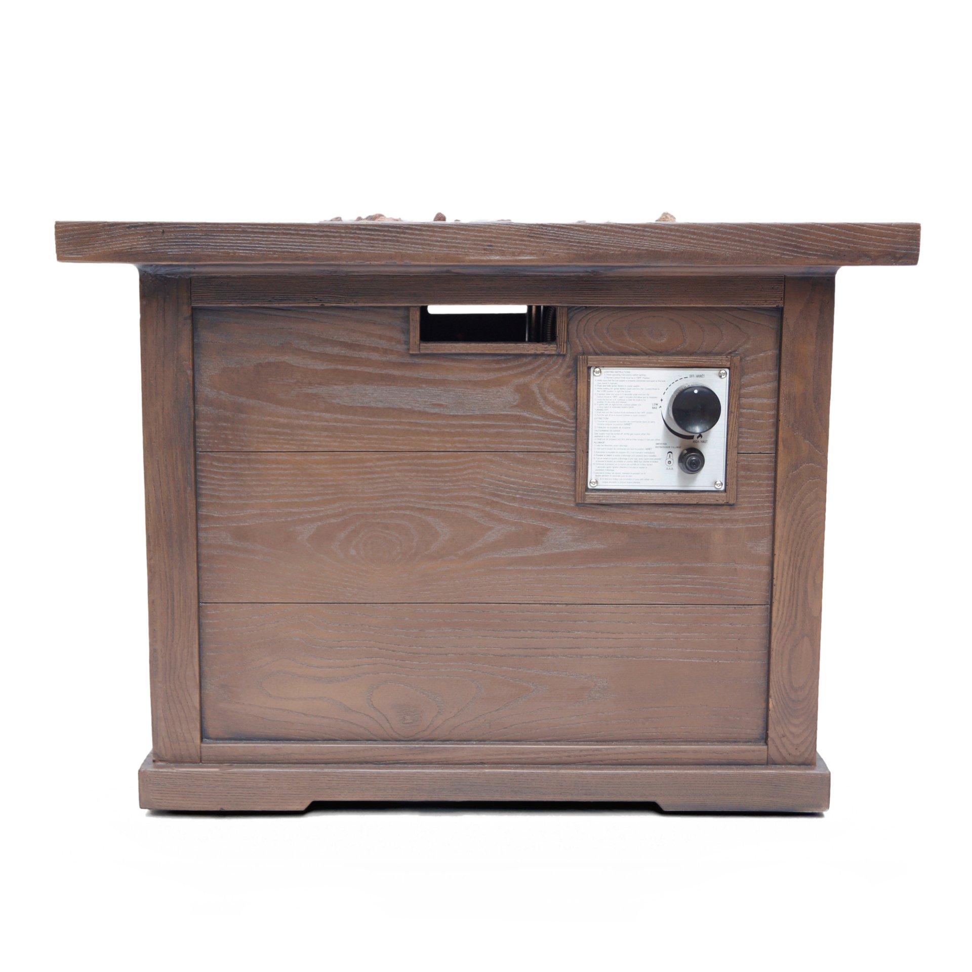 Outdoor Patio Square Gas Burning Fire Pit, Tank Inside, 40000 Btu - Brown Wood Pattern - Image 4