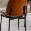 Dining Chairs (Set of 2) Mid-Century Modern Retro Faux Leather Chair With Bentwood Upholstered Seat Metal Legs Adjustable Foot For Kitchen Dining Room Chairs - Black - Image 4