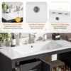 36" Bathroom Vanity With Sink, Soft Close Doors, Adjustable Shelf & 3 Drawers - Black - Image 8