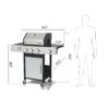 3 Burner Propane Gas Bbq Grill With Side Burner, 37230Btu Output With Enameed Cast Iron Cooking Grids For Outdoor Barbecue, Stainless Steel - Black / Silver - Image 3