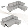 Sectional Sofa Pull Out Sofa Bed L - Shaped Sofa With Movable Ottoman And Stool, Large Storage Space, A Cup Holder, And 2 USB Ports For Living Room - Light Gray - Image 6