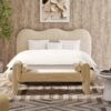 Mason - Arched Arm Bench With Bolster Pillows - Camel Brown Beige - Image 6