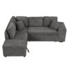 Convertible Sleeper, Sectional Pull Out Sofa Bed With Storage Ottoman, 2 Throw Pillows, 2 Stools, Wireless Charger And Two Hidden USB Ports For Living Room - Dark Gray - Image 16