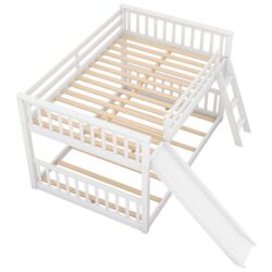 Full Over Full Bunk Bed, Convertible Slide And Ladder - White
