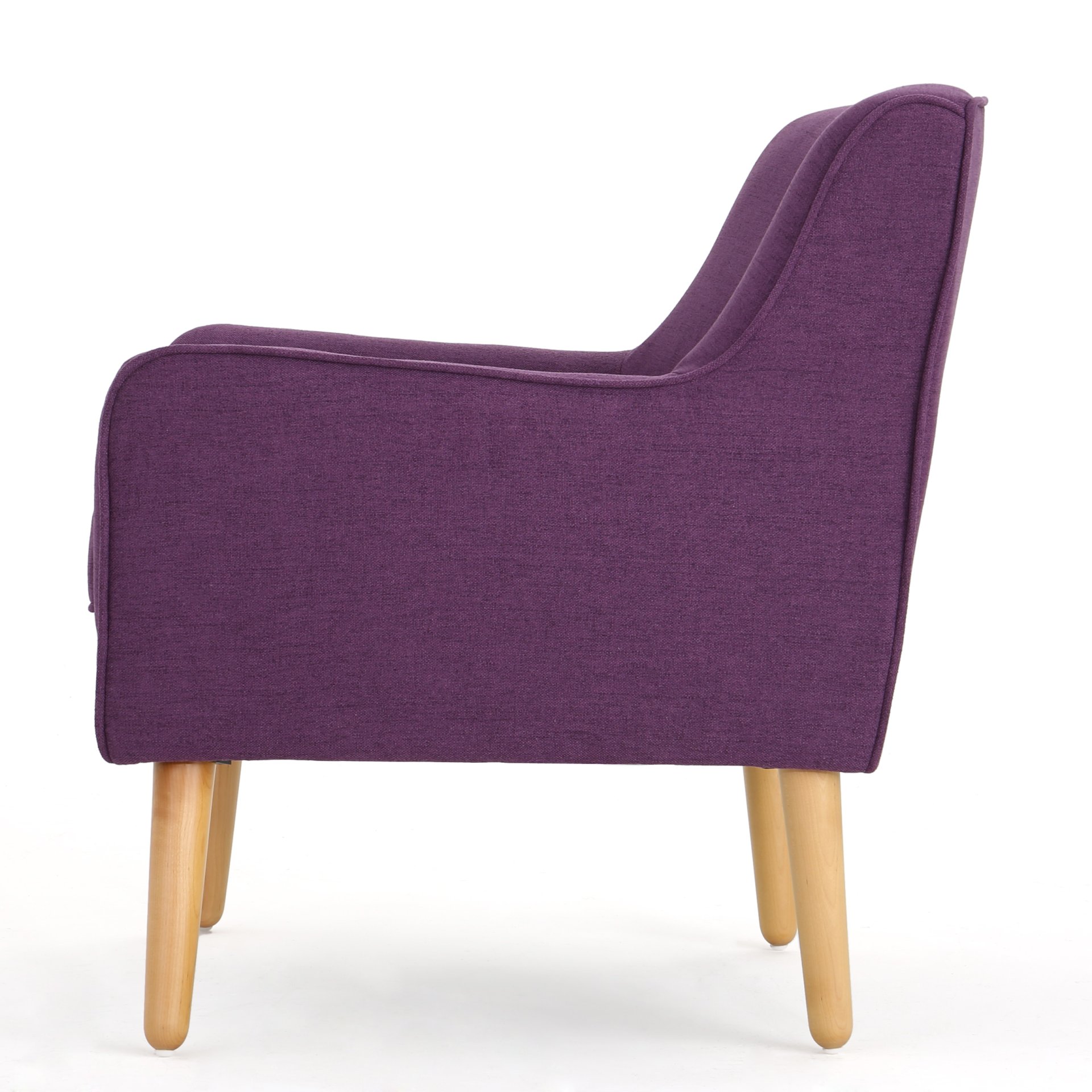 Modern Arm Chair With Tufted Back Fabric And Birch Wood Legs - Purple - Image 8