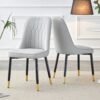 Modern Light Dining And Living Room Chairs Set WithUpholstery And Metal Legs For Kitchen And Dining Areas - Light Gray - Image 4