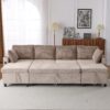 Sectional Sofa Pull Out Sofa Bed Versatile Sofa Sleeper With Large Storage Space, Two USB Ports And Two Cup Holders For Living Room - Brown - Image 11